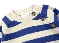 Petit Piao denim blue/soft sand strikbluse 